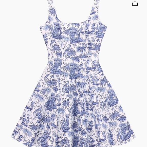 STAUD Wells Blue Toile Cotton Poplin Mini Dress NWT Size 14 - Picture 3 of 3